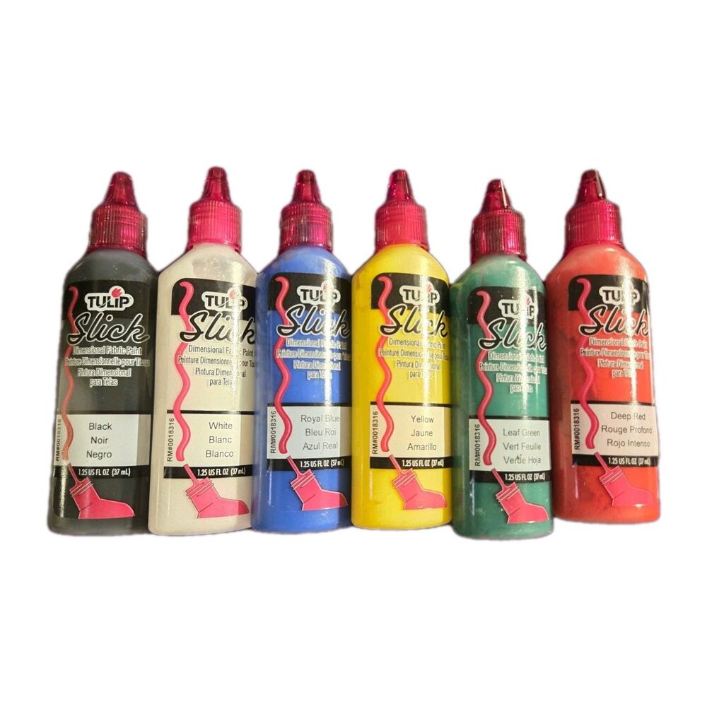 TULIP Dimensional Slick Fabric Paint Set, 1.25 oz Bottles‎ - 6 Colors